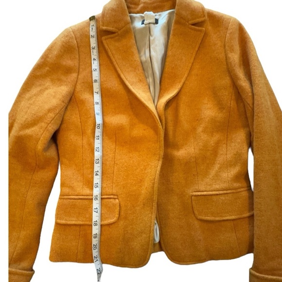J. Crew Donegal Tweed Ecole Wool Cropped Blazer Size 8 Pumpkin Yellow Marigold - Picture 5 of 13